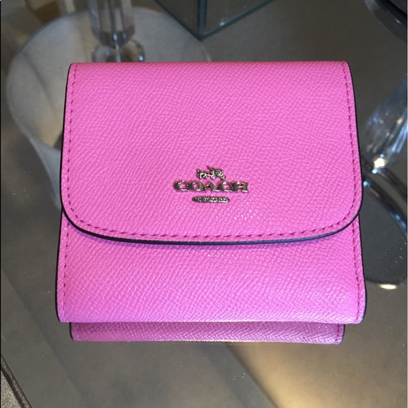 Coach Neon Pink Small Leather Wallet 
